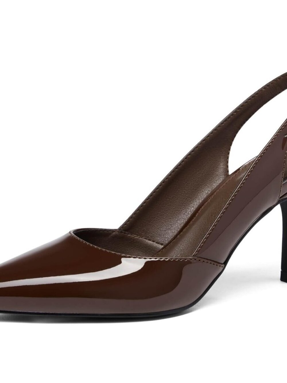 Women's Coffee Slingback Kitten Heels Closed Pointed Toe Pumps Shoes